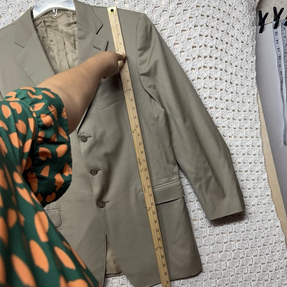 Ermenegildo Zegna Wool Blazer Jacket Men Size 50R Beige Sports Coat 3 Buttons